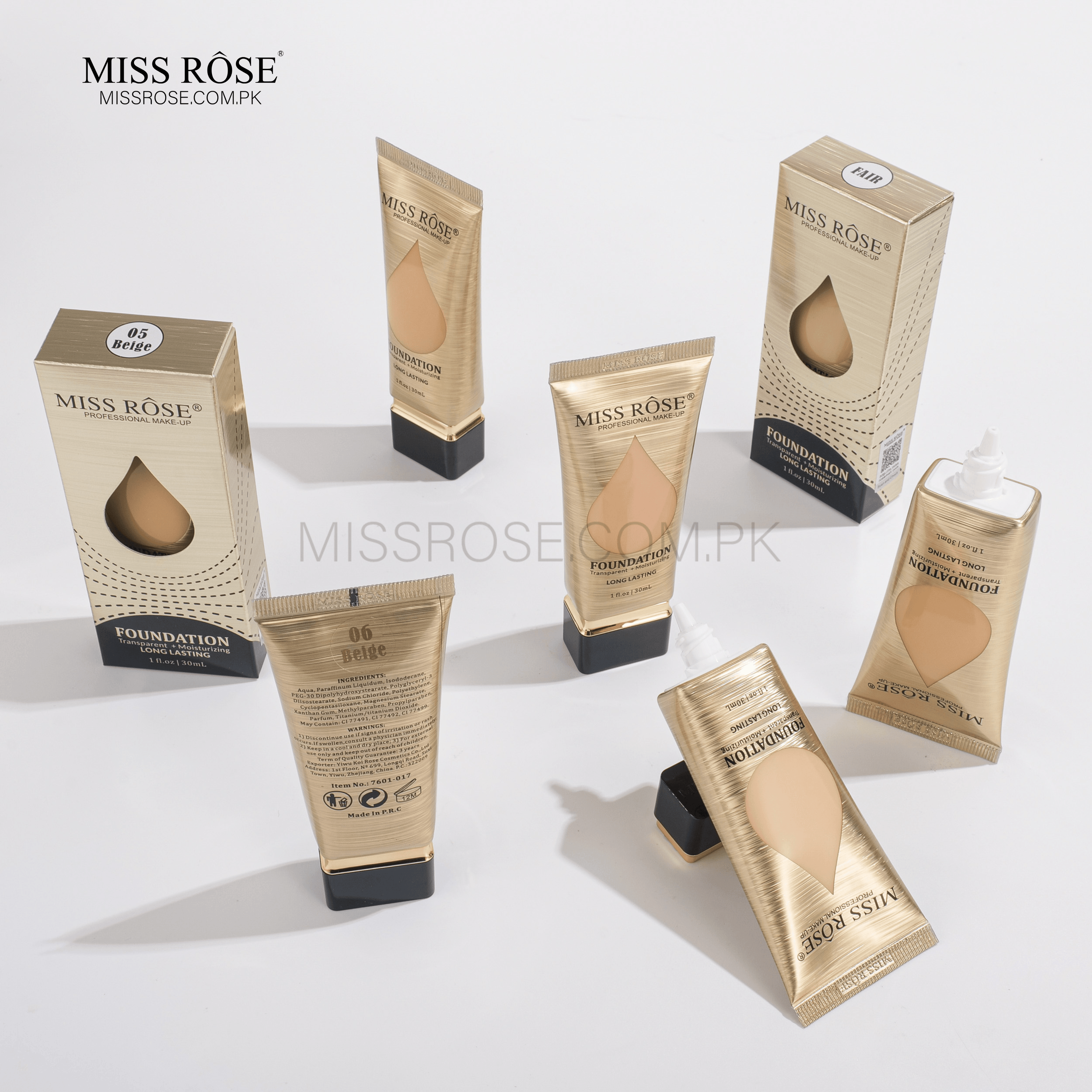 Miss Rose Transparent+ Moisturizing Long Lasting Foundation
