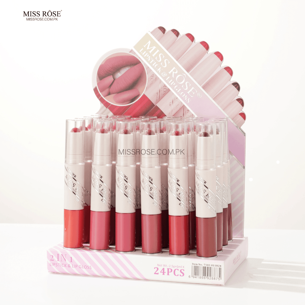 Miss Rose 2 in 1 Lipstick & Lip Gloss