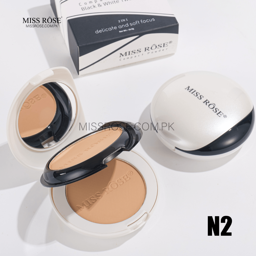 Miss Rose Black & White Two-Tone compact Powder | Miss Rose Com Pk | Official Store In Pakistan | 100% Authentic Makeup Products
