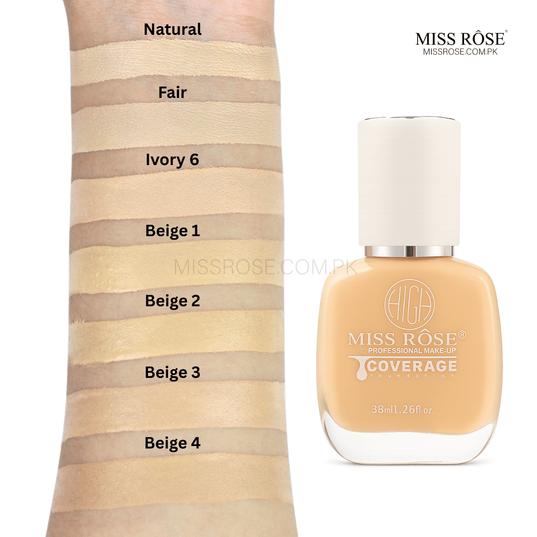 Miss Rose High Coverage Foundation | Miss Rose Com Pk | Official Store In Pakistan | 100% Authentic Makeup Products