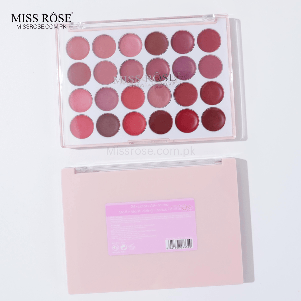 Miss Rose 24-Color All-Round Matte Moisturizing Lipstick Palette