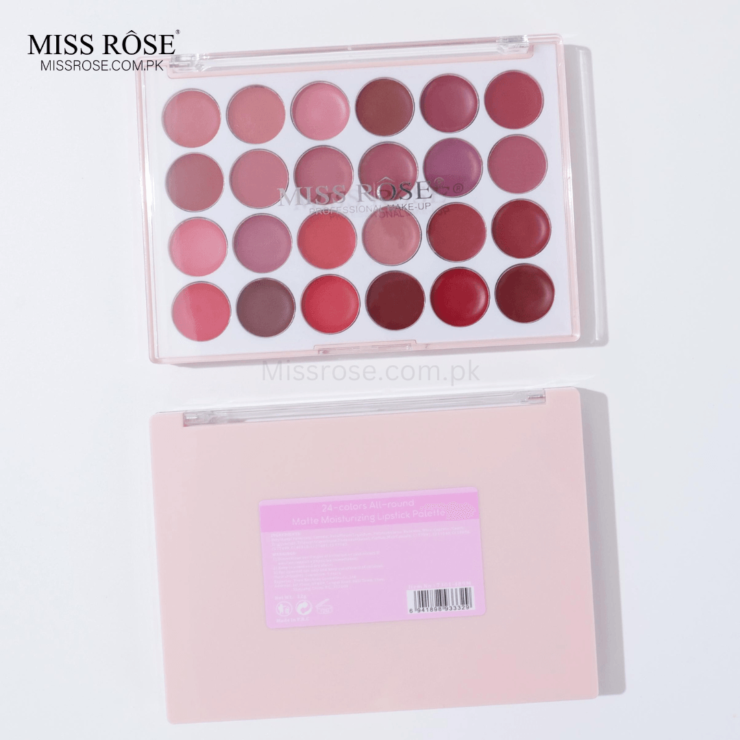 Miss Rose 24-Color All-Round Matte Moisturizing Lipstick Palette