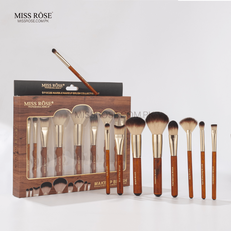 Miss Rose 9 Pieces Marble Makeup Brush Collection Set