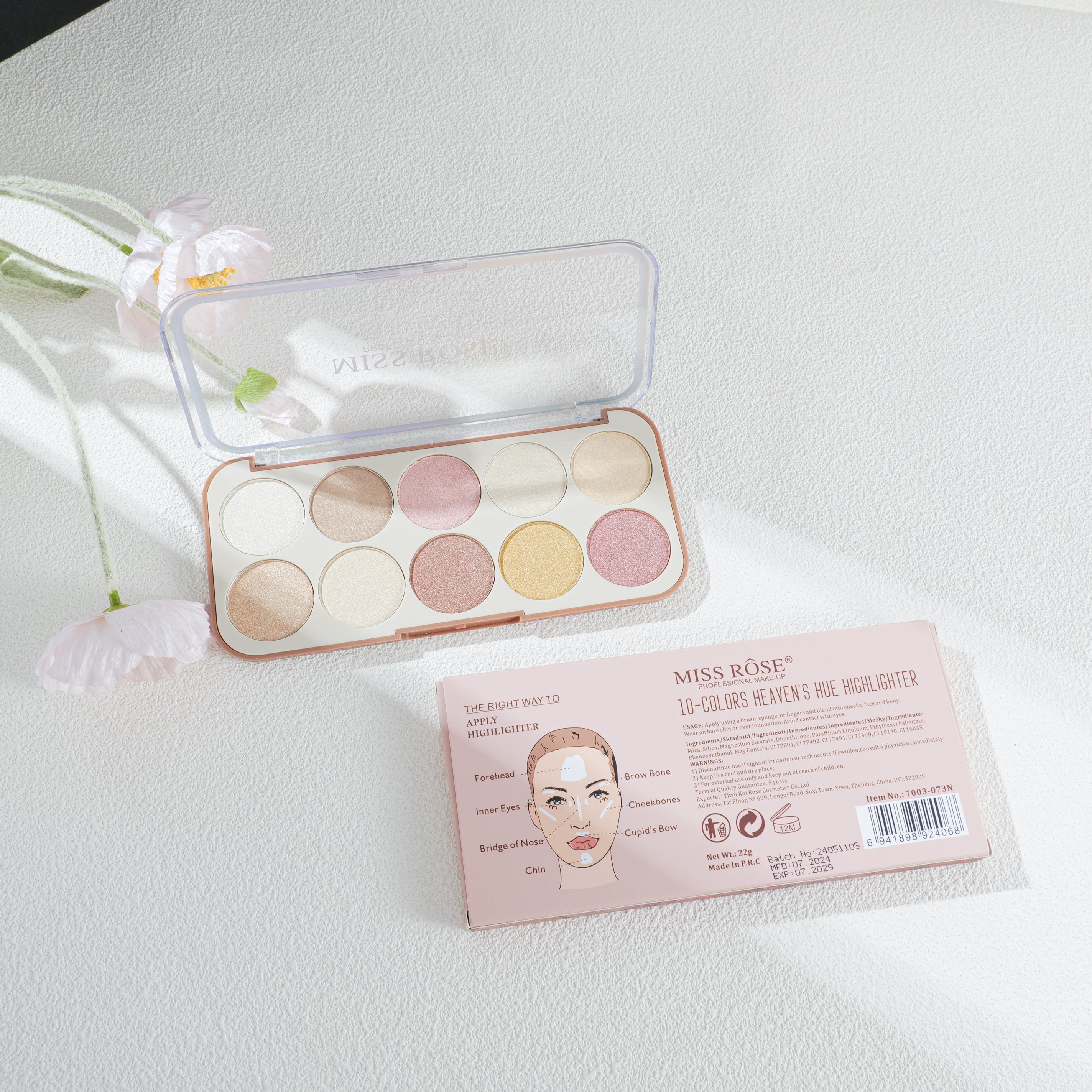 Miss Rose 10 Color Heaven's Hue Highlighter