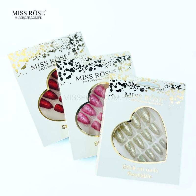 Miss Rose Glitter Chunk Stick-On Nails