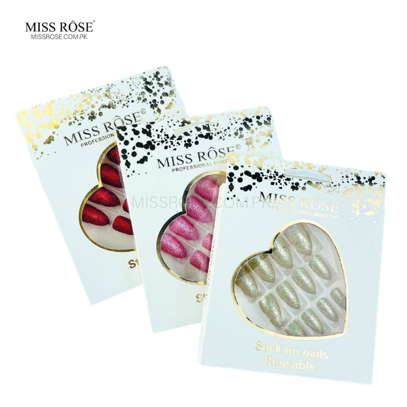Miss Rose Glitter Chunk Stick-On Nails