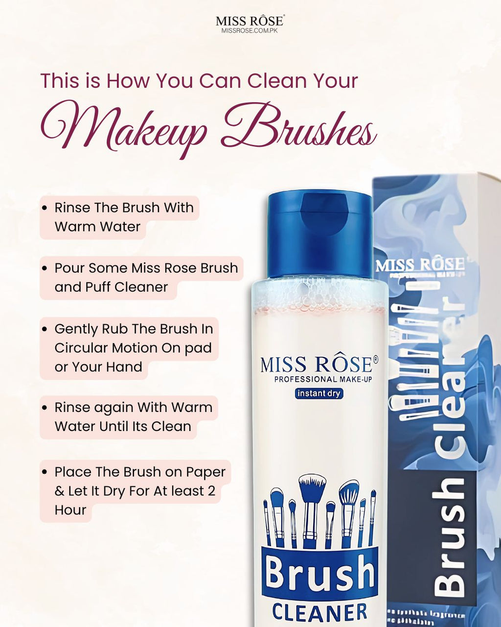 Miss Rose Brush and Puff Cleaner