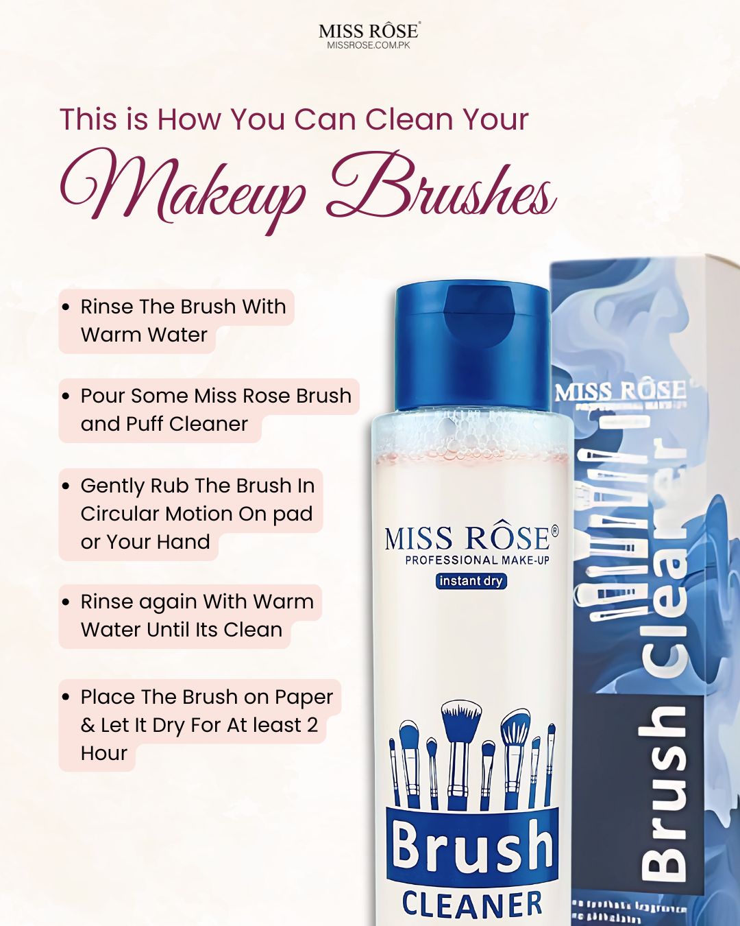 Miss Rose Brush and Puff Cleaner